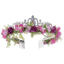 Purple Flower Crown Headband, Fairy Princess Floral Headpiece, Bridal Flower ...