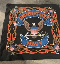 USA MADE US UNITED STATES NAVY Crest Flames BANDANA HEAD WRAP HANKY Scarf Scarve