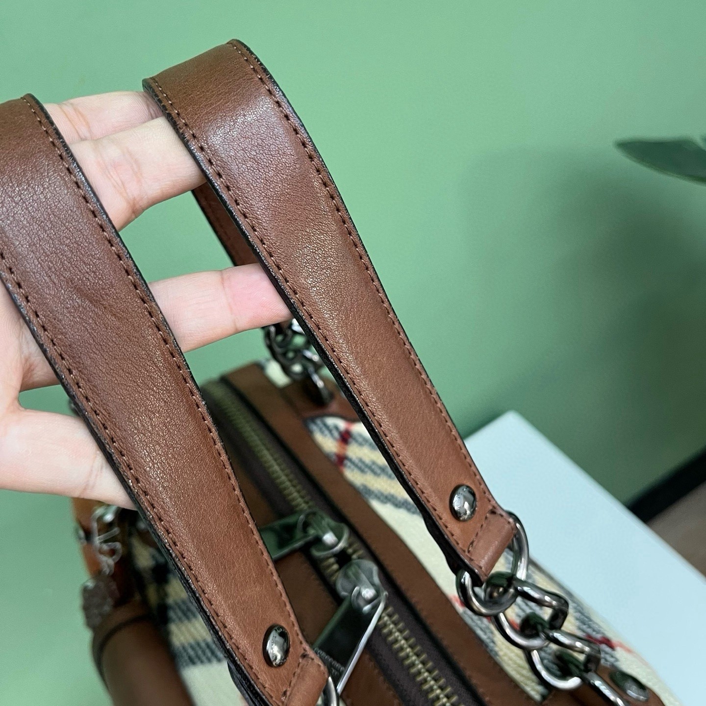 Burberry Pre-Owned Authentic Bowling Bag 37*24*17 Free Tracked Shipping — image 12