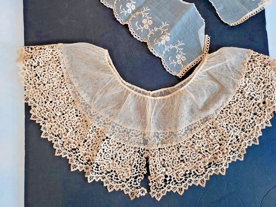 Juego de 2 collares de encaje tatuados o chal de hombro antiguo/vintage Foto 4 de 4