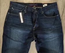 Tommy Hilfiger Premium Straight Leg Jeans Men's Size 38 X 34 Blue Dark Wash NEW