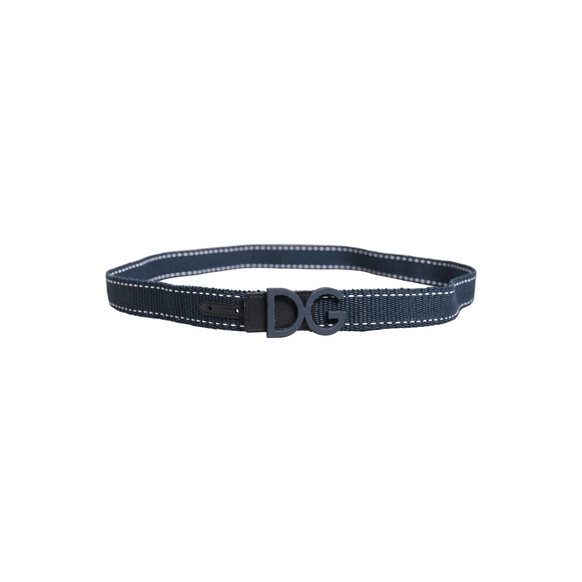 DOLCE & GABBANA Belt Blue Cotton Canvas DG Logo Metal Buckle 115cm