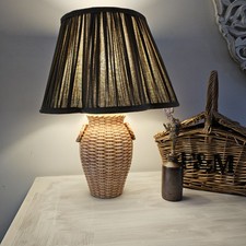 Vintage Wicker Ceramic Table Lamp Base | Retro Majolica Ginger Jar | Fits Pooky