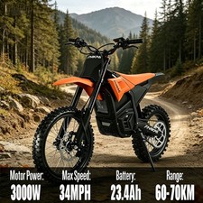 Electric Motocross Ebike 3000W Peak 60V 23AH 35MPH Dirt Bike for Teens Adults