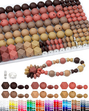 172PCS Silicone Beads for Keychain Making, 6 Brown Shades 4 Assorted Shapes, I
