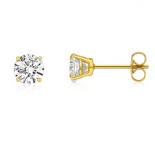 14K Yellow Gold 4mm Round Shaped Birthstone Stud Push Back Earrings for Women