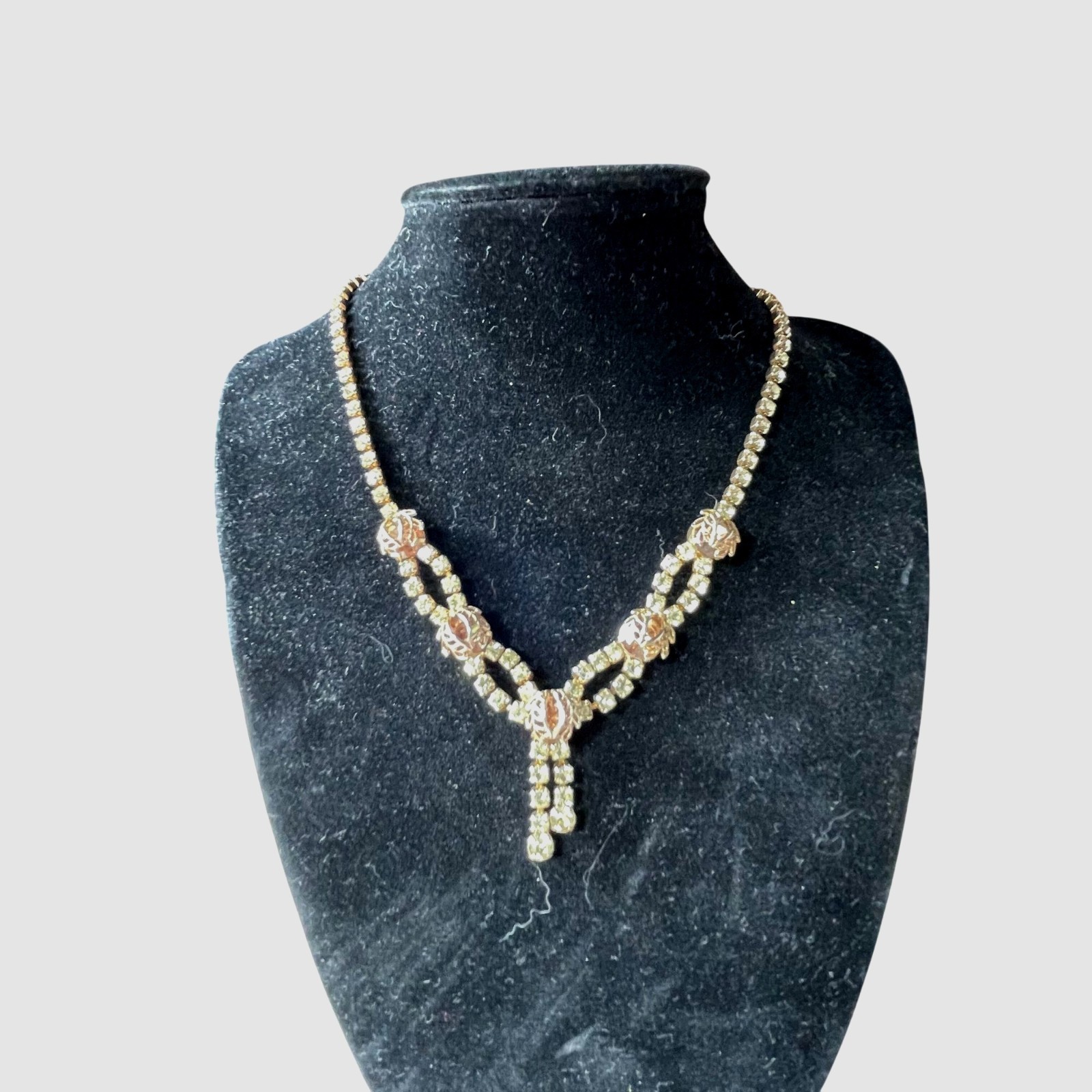 Vintage Rhinestone Statement Necklaces Set Of 2 W… - image 5