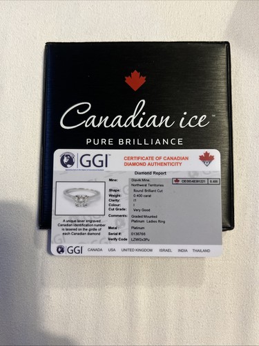 Canadian Ice Round Brilliant Cut Solitaire Diamond Engagement Ring. - Picture 3 of 4
