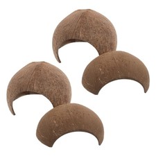 4pcs Coconut Reptile Hideouts - Aquarium Fish Hide Cave Hideaway for Snake