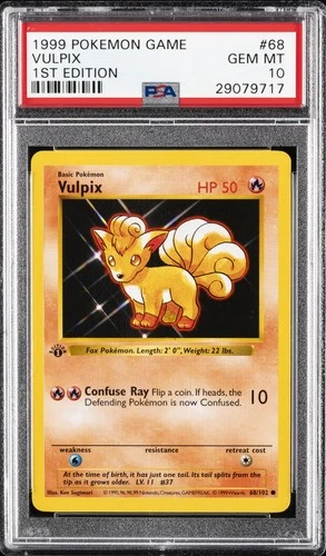 1999 POKEMON BASE SET 1ST EDITION #68 VULPIX PSA 10