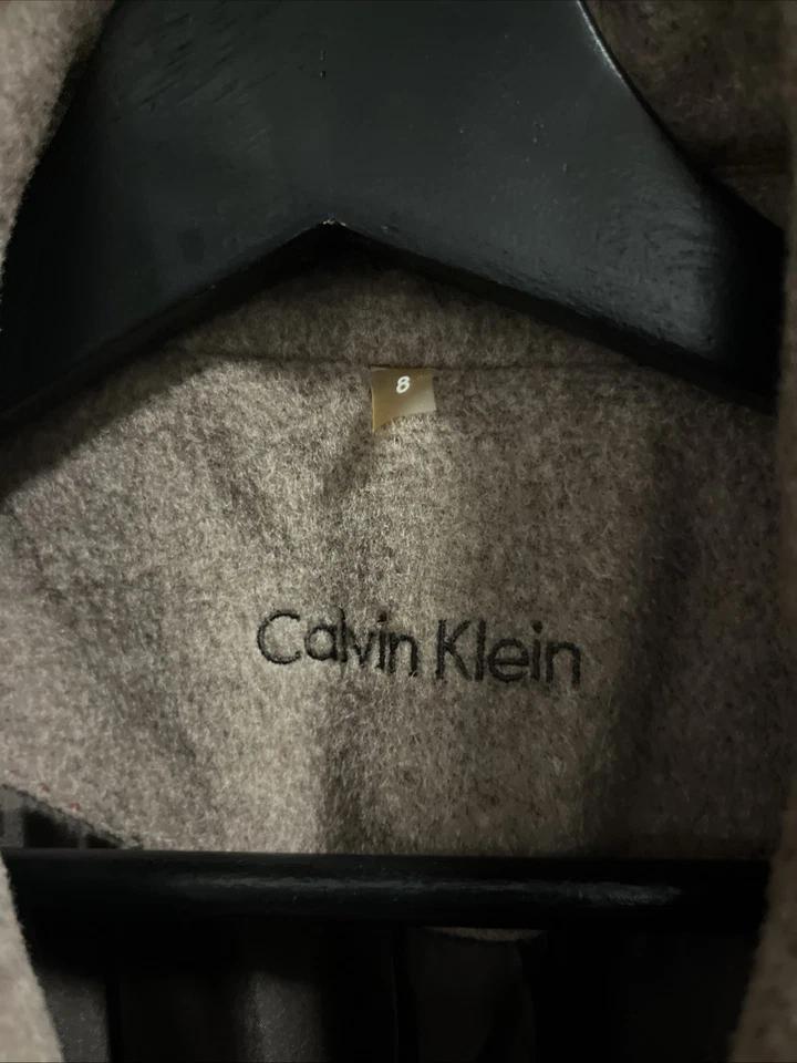 Abrigo de mujer Calvin Klein Pea con botones gris oscuro y negro de lana talla 8 Foto 3 de 4