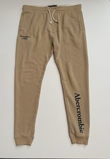 Abercrombie  Fitch Pants Mens XL Beige Soft A F Fleece Logo Jogger Spellout