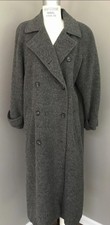 1980s Perry Ellis Grey Wool Full Length Coat Oversized Boxy Fit Fully Lined Sz 6