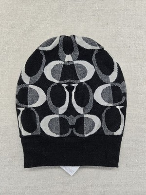COACH Tonal Dream Signature C Logo Knit Beanie Hat Black Silver Metallic Knit COACH Tonal Dream Signature C Logo Knit Beanie Hat Black  main image 2