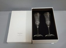 Vera Wang Wedgwood Classic Etched Circles Crystal Champagne Flute Glasses