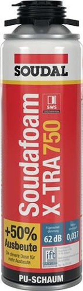 12Er Pack(Stk) Soudal 114495 1K-Pistolenschaum Soudafoam X-TRA 750 500 Ml B2 Gra-image