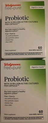 Walgreens Probiotic 60 Caps Each (120 Total Capsules) Gluten Free & Pure - Lot 2