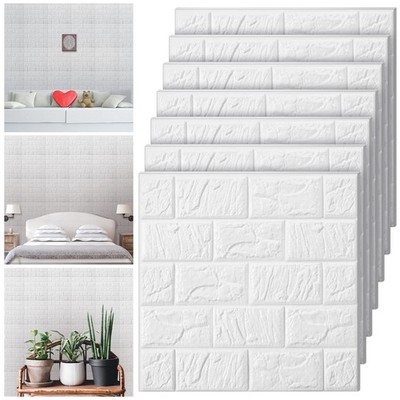 Tinlade 30 Pcs 28.81 Sq ft 3D Wall Panels Peel and Stick Foam Brick White 