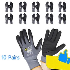 10PK MaxiFlex Nitrile Grip Work Gloves, Foam Coated, Durable, General Purpose-US