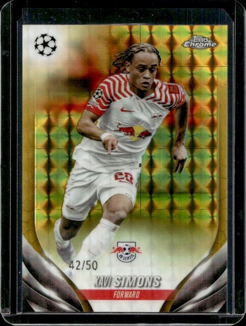 2023-24 Topps Chrome UEFA Xavi Simons Gold Geometric Refractor #/50 Leipzig