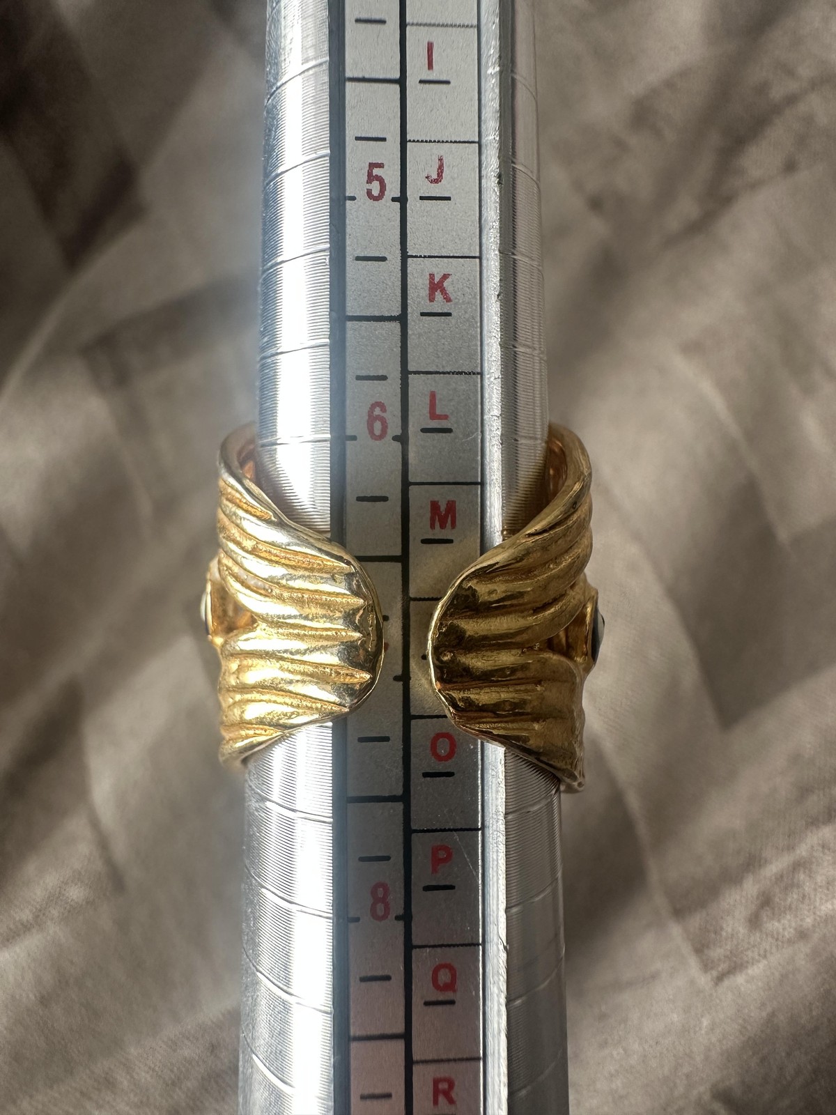 Evil Eye Statement Cuff Ring Adjustable Gold Tone… - image 6