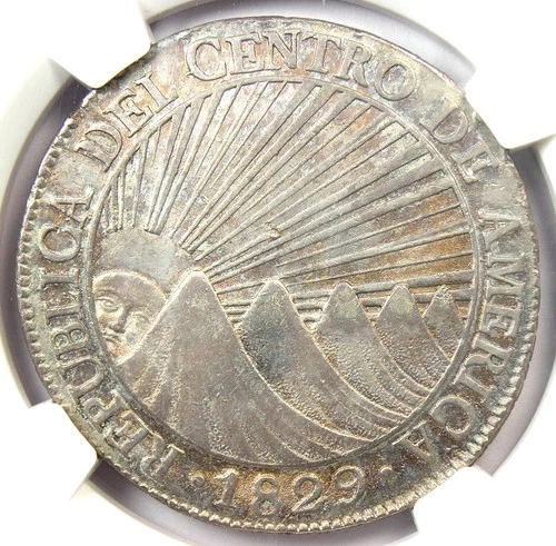 1829 Central American Republic 8 Reales Coin CAR 8R - Certified NGC AU Details