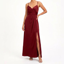 Azazie Burgundy Sleeveless Spaghetti Strap Maxi Bridesmaid Dress
