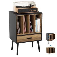 Chic Vinyl Record Player Stand with Storage  Durable Wood Legs