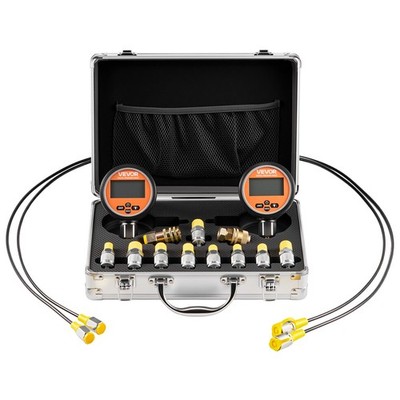 VEVOR Digital Hydraulic Pressure Test Coupling Kit 10000PSI 2 Gauges 9 Couplings