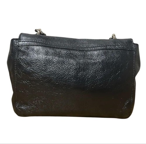 Mulberry Lily Leather Shoulder Bag Glossy Black Chain Strap Gold Tone Hardware - Picture 3 of 12