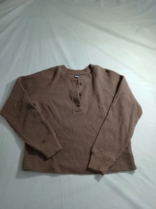 Old Navy Womens Small Waffle Knit Henley Pullover Sweater Taupe Brown S