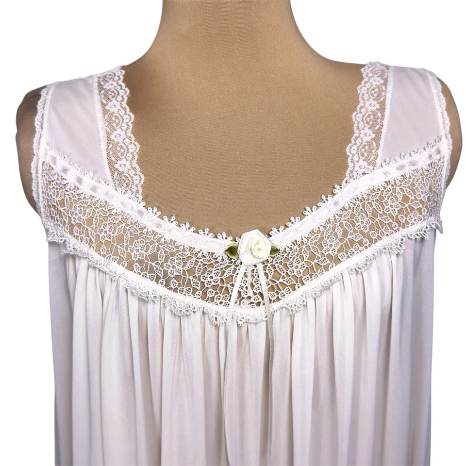 Camisón de encaje blanco vintage Miss Elaine Medium Bridal Cottagecore Foto 2 de 4