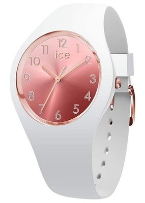Ice-Watch ICE 015744 Sunset Blush Small Damenuhr NEU Silikon weiß rosègold K18