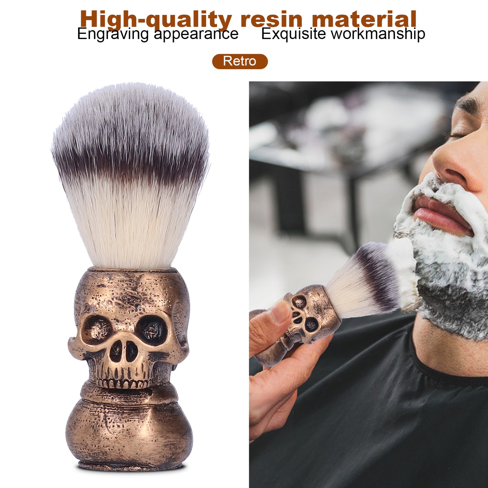 Salon Facial Cleaning Foaming Shaving Brush Men Portable Beard Brush Groomin BLW