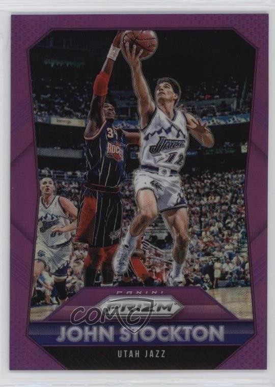 2015-16 Panini Prizm Purple Prizm 30/99 John Stockton #277 HOF 19m2