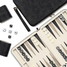 Backgammon Set  Spiel Brettspiel Tragbar mit Horn-Checkern