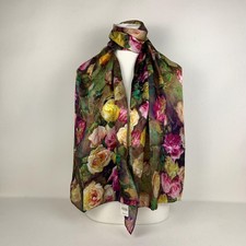   Story of Shanghai Floral Elegance: Oversized Green  Yellow Silk Scarf