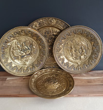 Vintage Brass Wall Plates Made in England Emb...