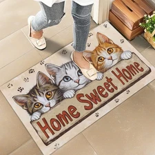 HOME SWEET HOME CAT INDOOR DOOR MAT “ STYLISH 17X29.5IN NONWOVEN FABRIC FLOOR DO