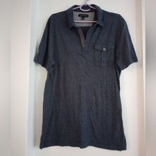Banana Republic Charcoal Navy Short Sleeve Shirt Men Size Tall Medium