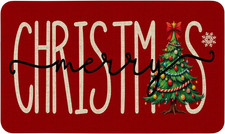 Red Merry Christmas Door Mat Outdoor, Christmas Welcome Mat Doormat Outdoor Rug