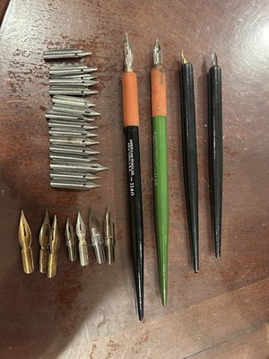 Vintage Calligraphy Dip Pen Set - American Pencil Co 1140 & Mixed Nibs (24 Pcs)