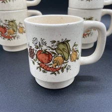Vintage “Spice Of Life” 1970’s MCM Mushroom/veggie Motif Coffee Mugs Lot Of 5
