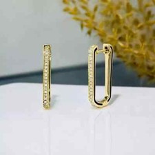 1Ct Round Cut Lab Created Diamond Huggie Hoop Earrings In 14K Yellow Gold Plated