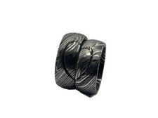 8mm Damascus Ring Black Brushed Couple Wedding Band Women Men's Jewelry W Box