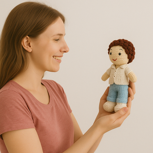 Bob Häkelgeschenk für Jungen | Amigurmi abnehmbare Tücher Stofftier Handarbeit Puppe - Bild 3 von 10