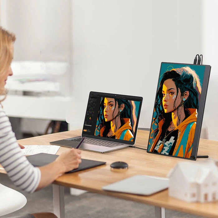 Portable Monitor 15.6'' FHD 1080P Laptop Monitor Computer External Screen USB C  - image 4 of 4