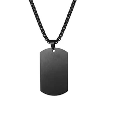 Men Women Matte Dog Tag Military Pendant Necklace Stainless Steel Chain 22 inch
