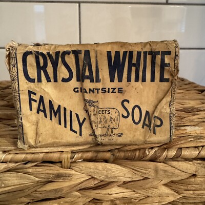 Vintage Crystal White Soap Bar Giant Size Peets Family Soap USA Made