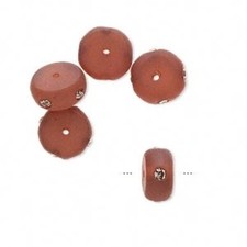 Bead, 5 Frosted Brown Resin 10x5mm Rondelle Beads Made with Swarovski Crystals 
